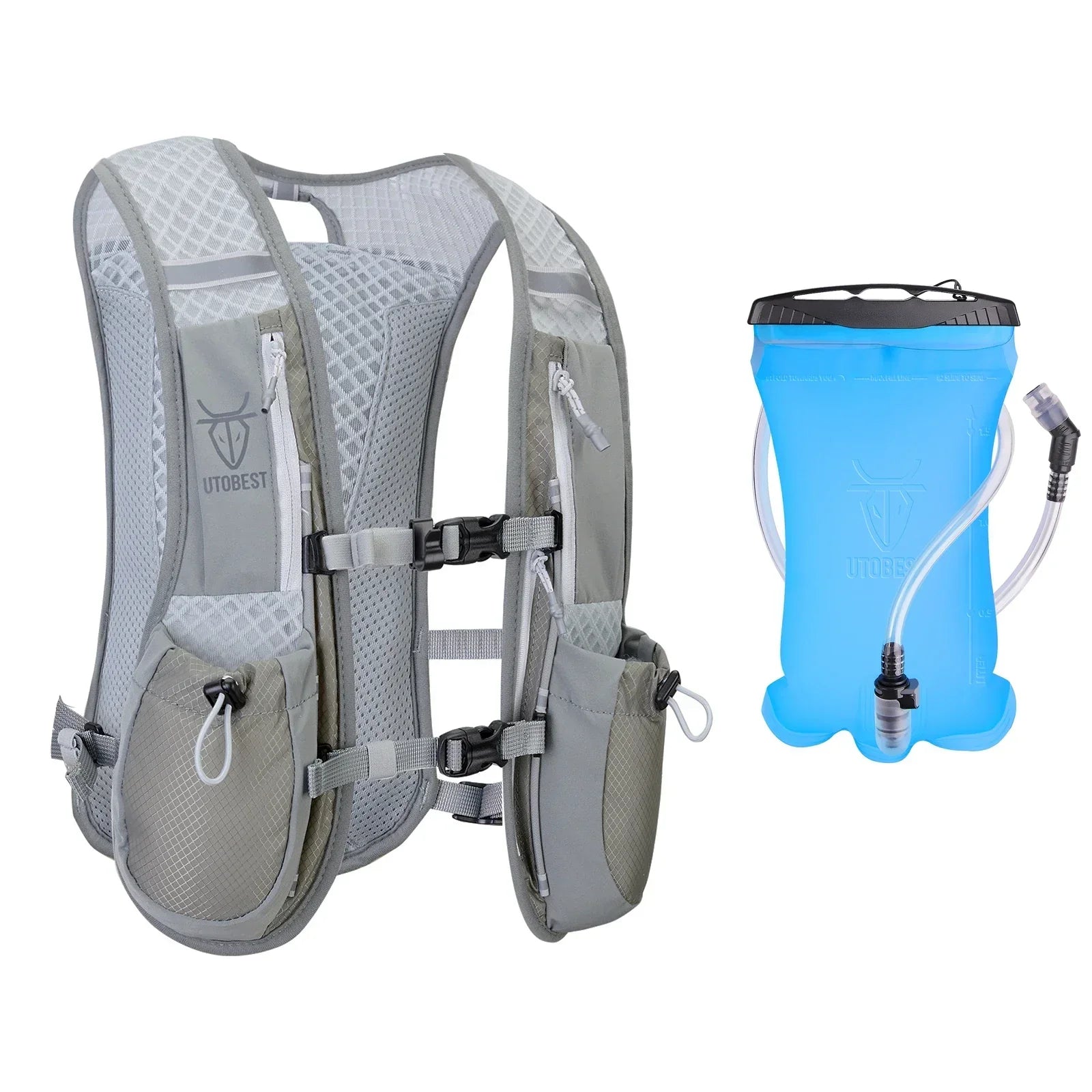 UTOBEST Ultra Lightweight Trail Running Hydration Vest with 1.5L Water Bladder - 5L Capacity Backpack for Marathon Runners and Hikers.
