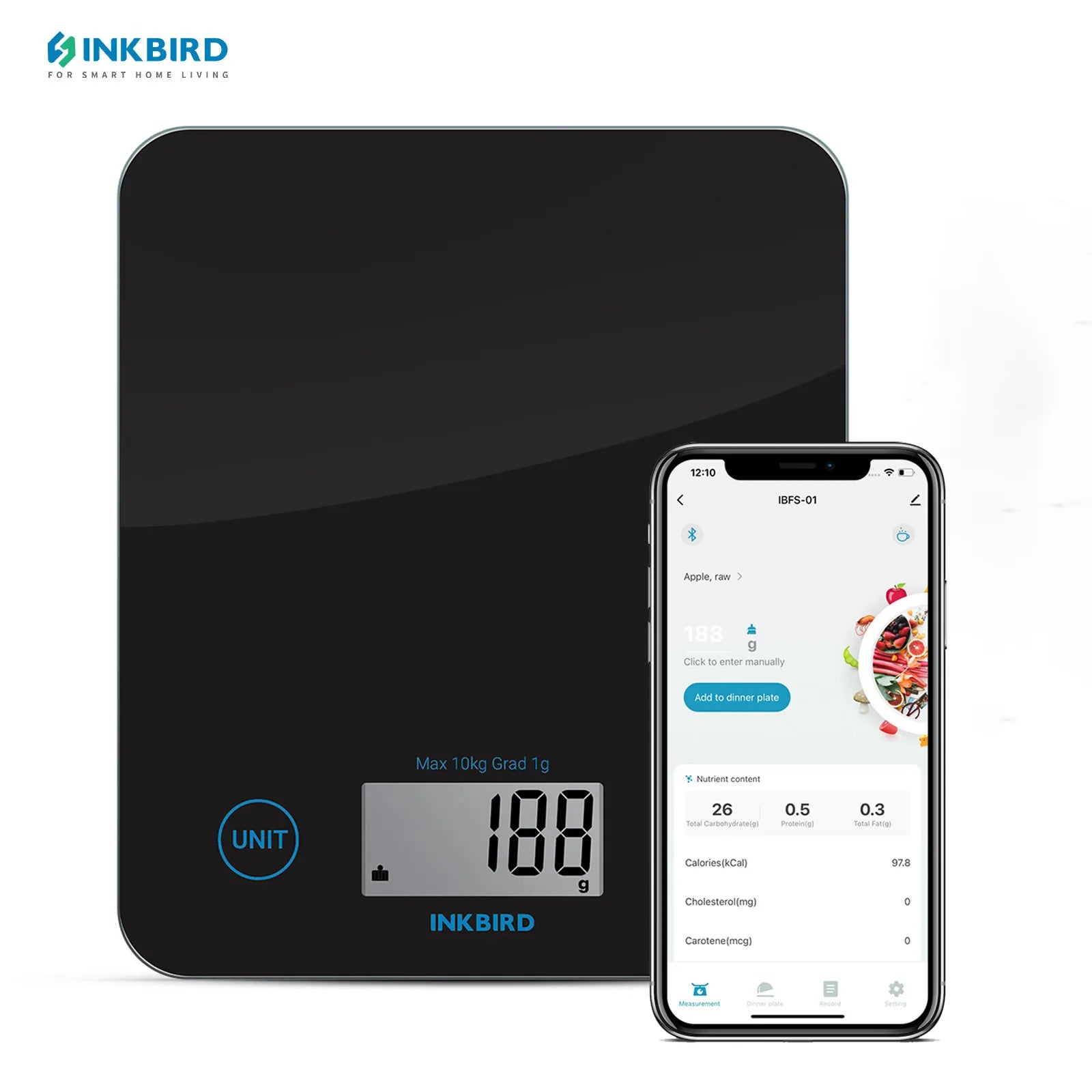 INKBIRD Smart Food Scale with Bluetooth and app connectivity for precise nutrition tracking.