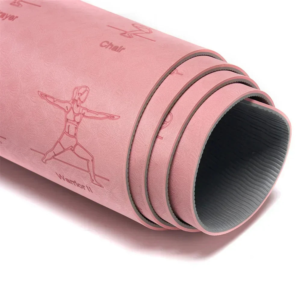 Eco-friendly TPE yoga mat with non-slip surface in pink.