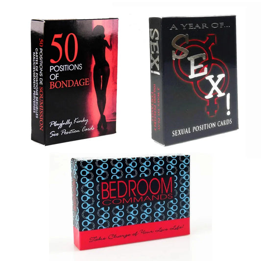 Intimate wellness communication cards for mature couples, featuring sexual position cards in discreet packaging.