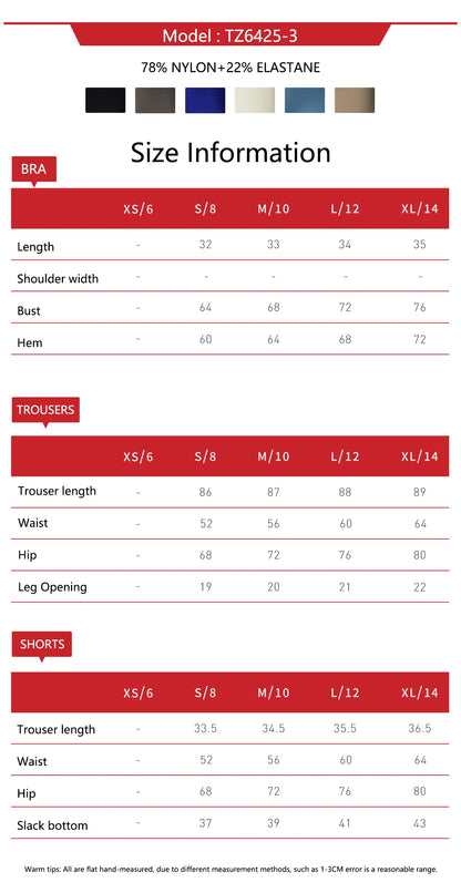 Two Piece Yoga Sets for Women with Bra & Shorts size