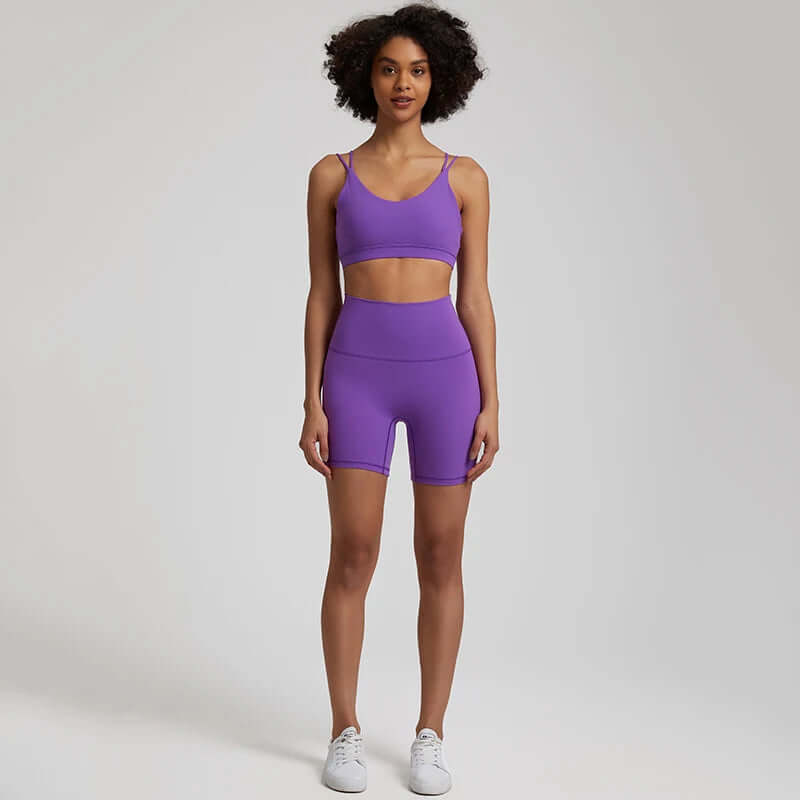 Wisteria Gym shorts set women high waist bra
