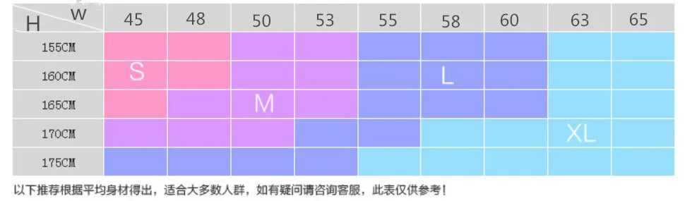 Women's Yoga sets Size Chart