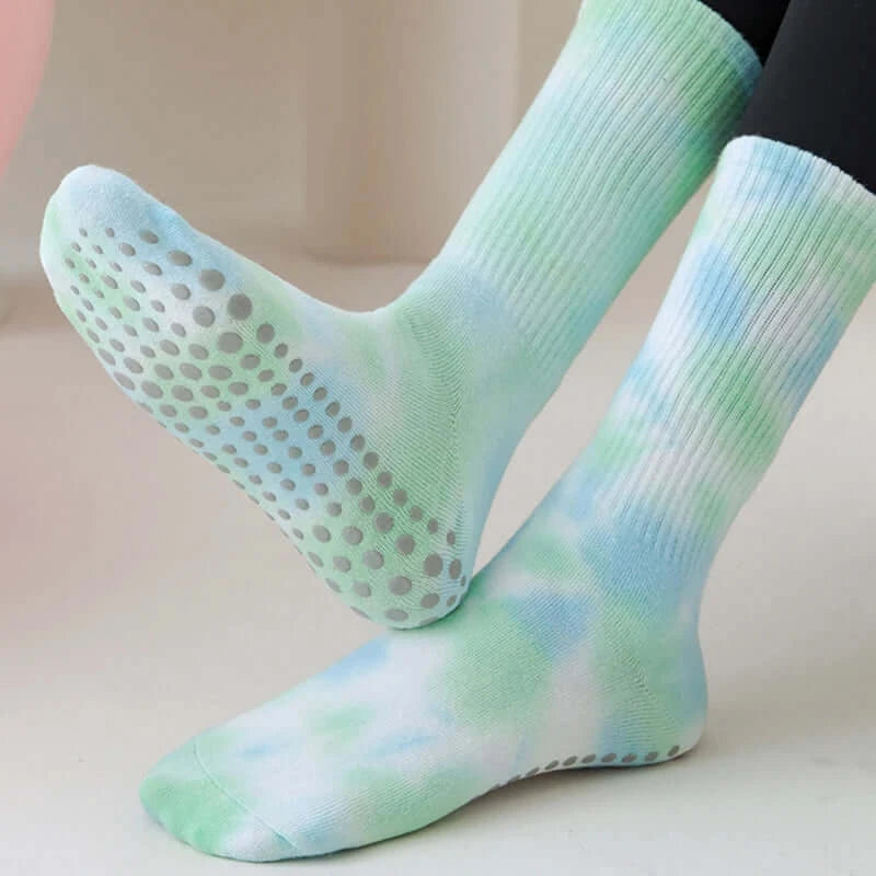 Yoga Socks for Women Cotton Tie-dyed Silicone Socks
