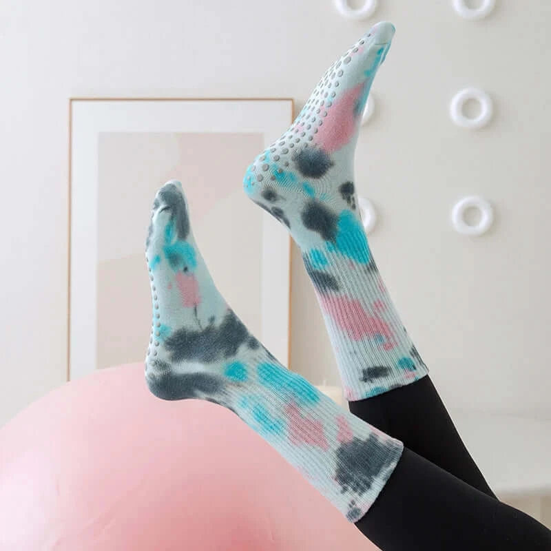 Yoga Socks for Women Cotton Tie-dyed Silicone Socks